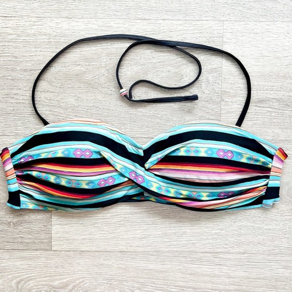 Body Glove Multicolor Striped Bandeau Bikini Top, Medium - Picture 1 of 6